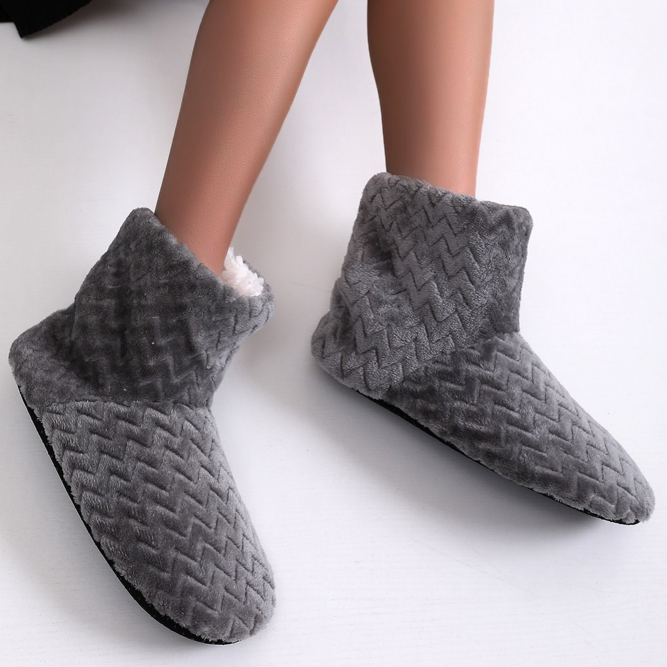 Ladies grey slipper boots hot sale