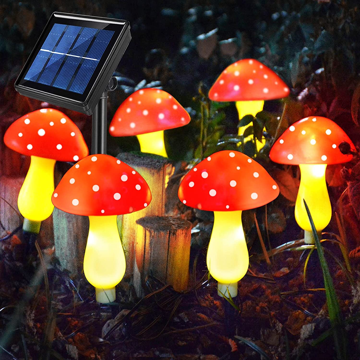 Solar powered deals mushroom garden lights