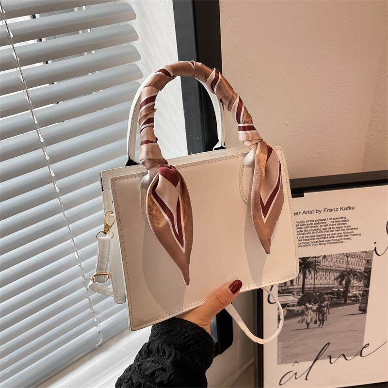 Mini Twilly Scarf Decor Turn Lock Square Bag Fashionable Multifunctional Crossbody Bag, Women Letter Detail Zipper Faux Leather Shoulder Bag,one-size