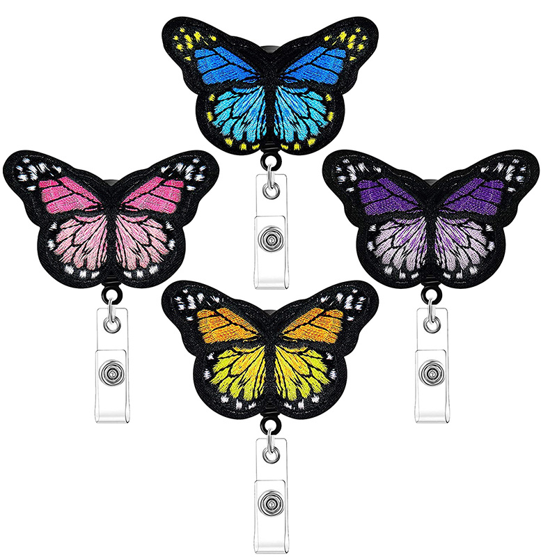 Butterfly Print Badge Reels Retractable Badge Holders Id - Temu