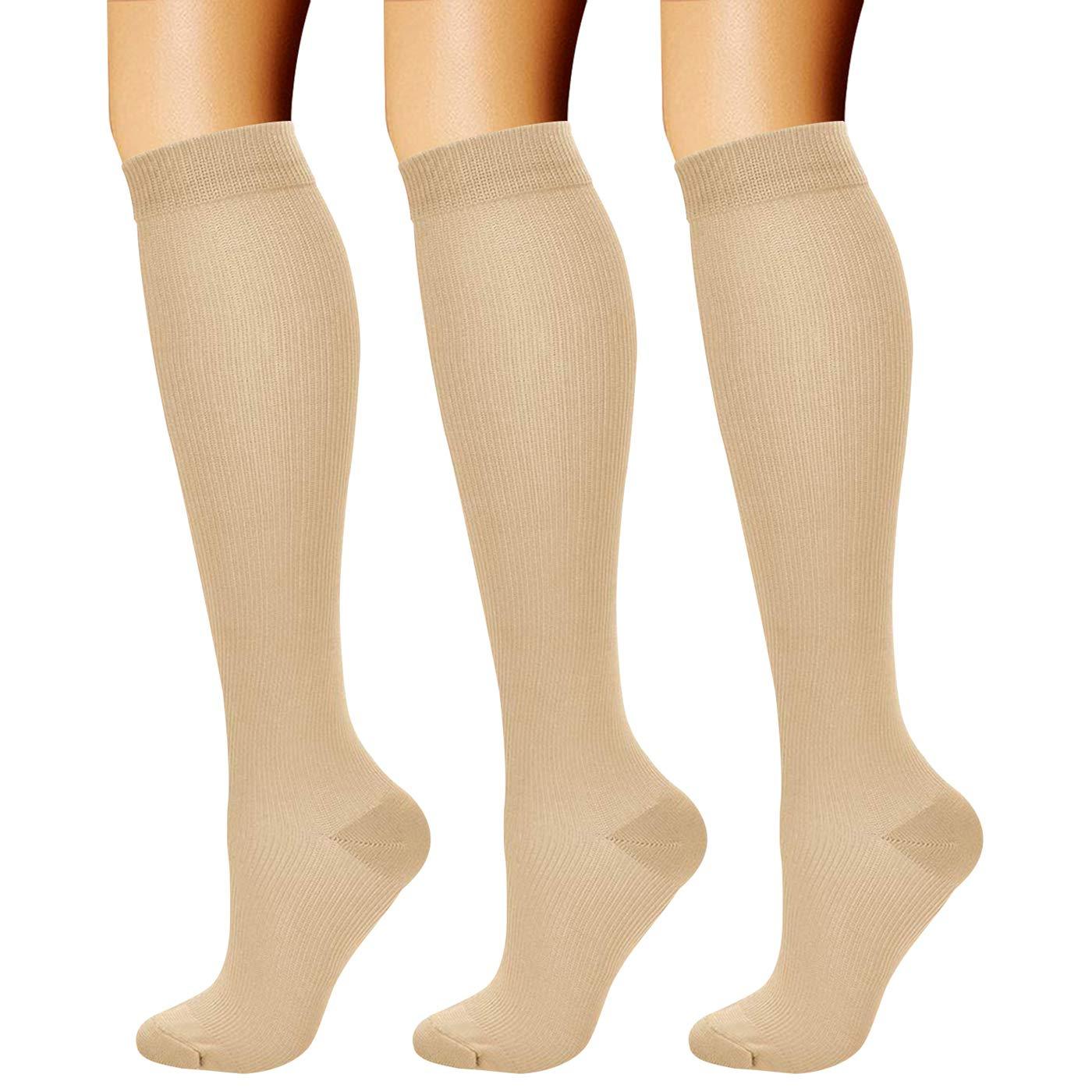 

3pairs Compression Socks For Women Men, Circulation Support For Running Nursing Athletic