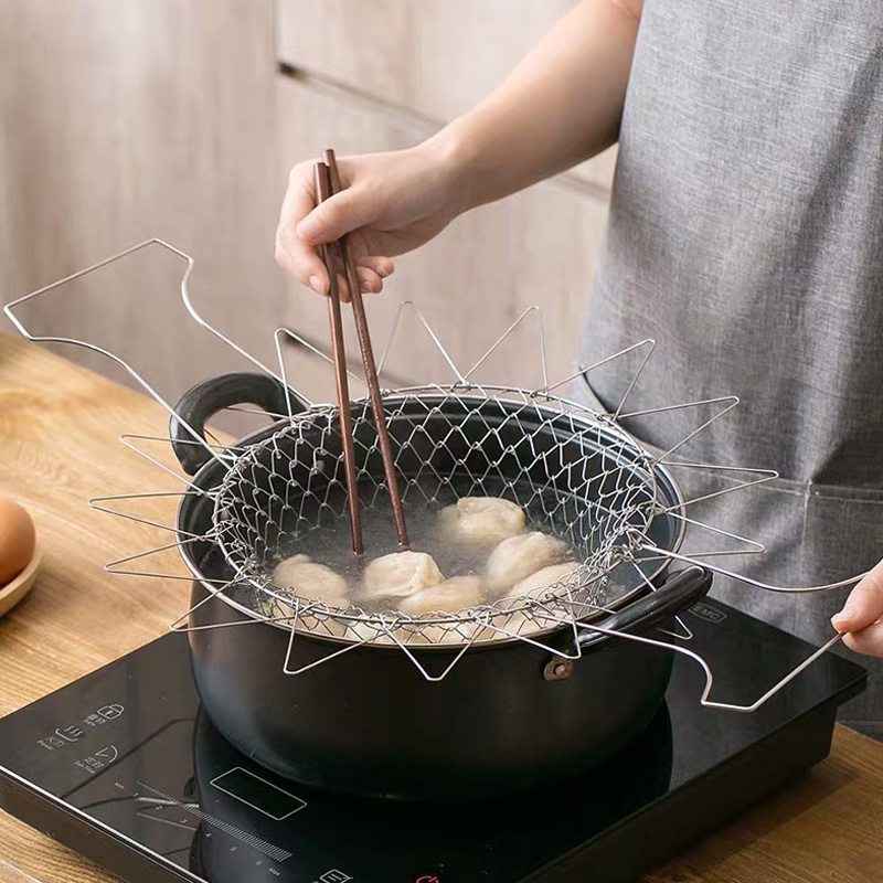 Upgrade Your Kitchen With This Foldable Frying Strainer - Temu