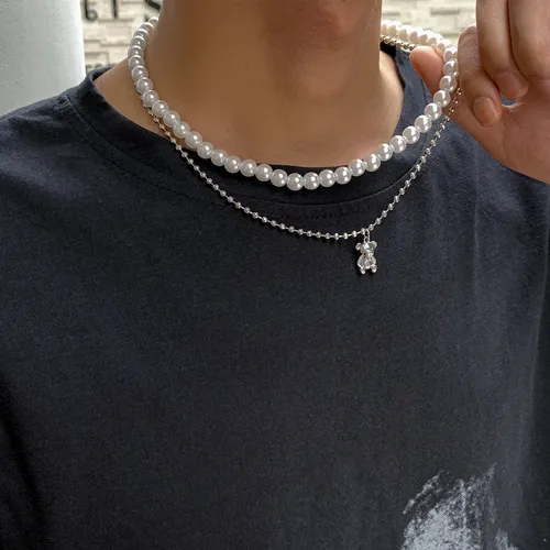 Pearl Necklace Mens - Temu