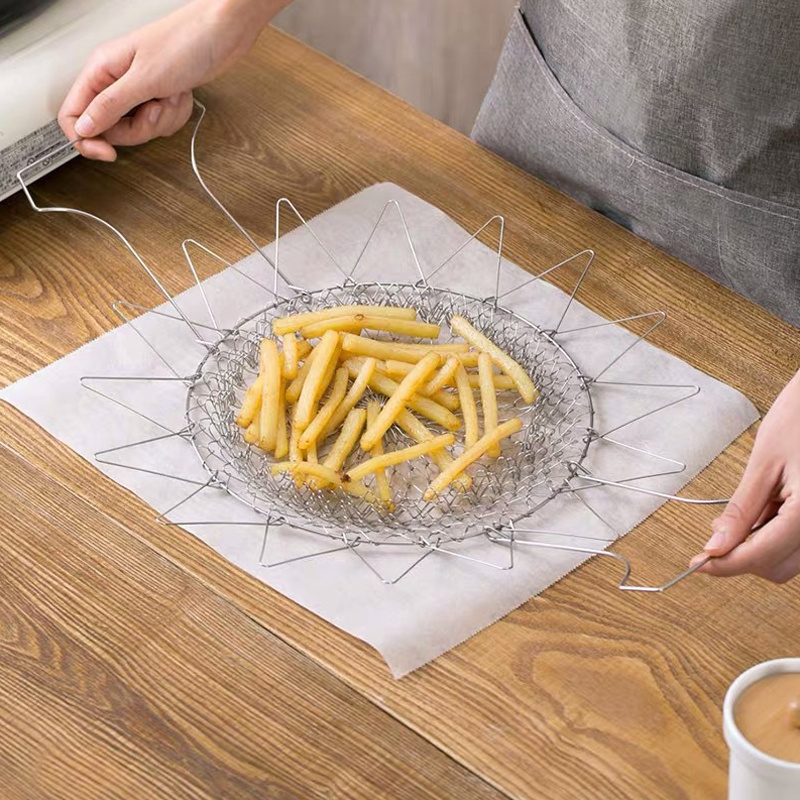 Upgrade Your Kitchen With This Foldable Frying Strainer - Temu