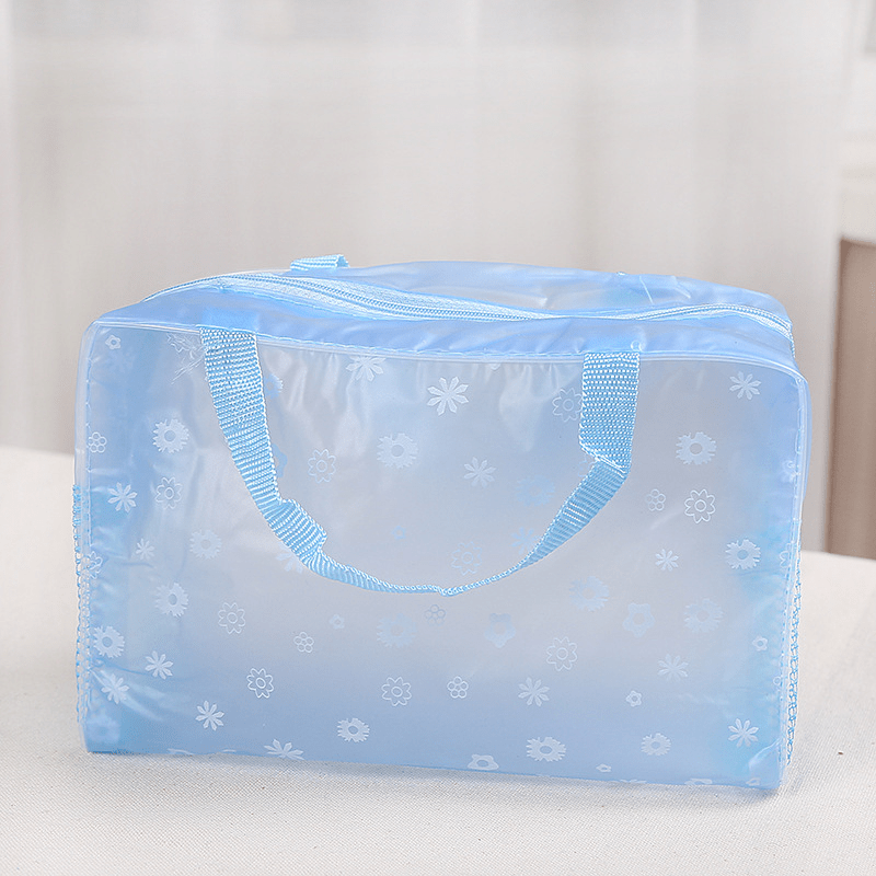 1pc Waterproof transparent PVC spring flowers pattern makeup bag