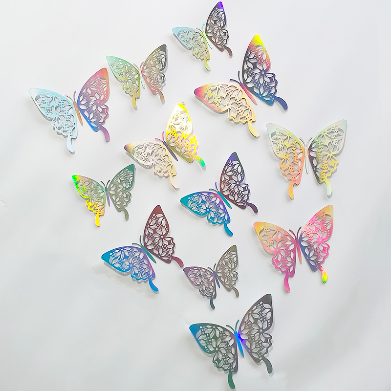 Stickers Muraux Or Papillons Décorations Autocollant 3D Décalques