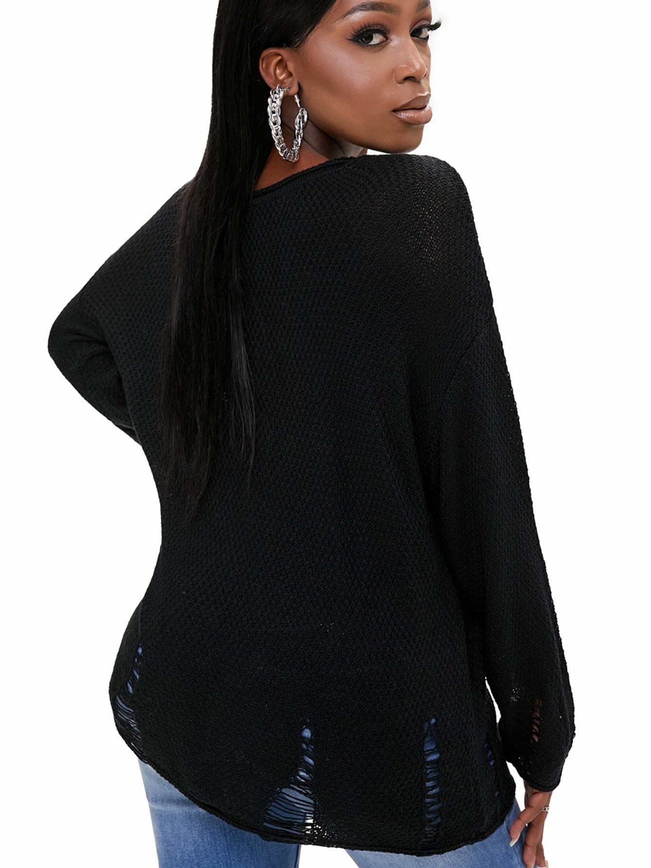 Black Loose Knit Oversized Sweater