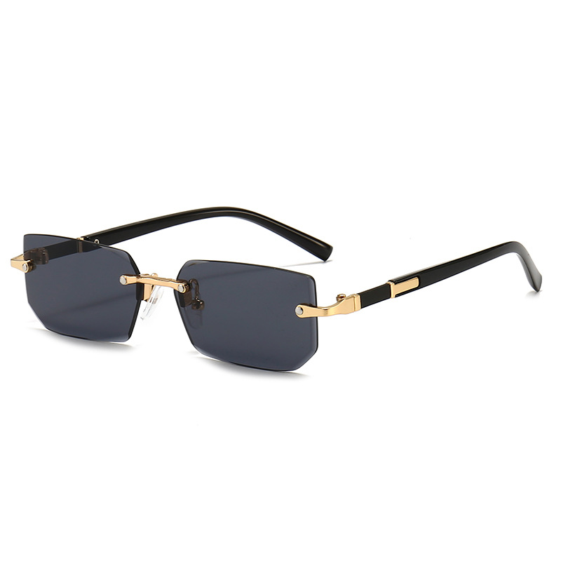 Mens Square Rimless Golden Frame Black Hip Hop Sunglasses Vintage Stylish Design Square Sunglasses Pit Vipers,Son Glasses,Sun Glasses,Goggles