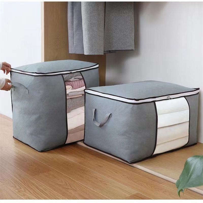 1pc Simple Striped Quilt Clothing Storage Bag For Household