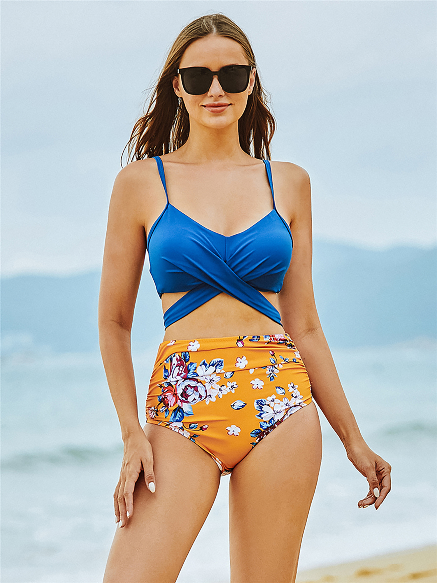 Womens Swimming Shorts Set Women Bikini Sets Two Piece Swimsuit Deep V Neck  Mid Waisted Bottom Textured Fabric, A, Small : : Clothing, Shoes &  Accessories
