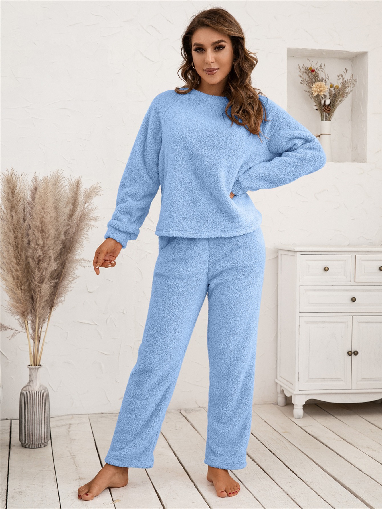 IZZY+TOBY Womens Pajama Set Long Sleeve Sleepwear 2 Piece Pajamas Soft Pjs  Lounge Sets with Pockets Blue Color M