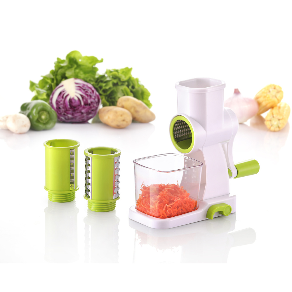 Manual Rotary Cheese Grater - Round Mandoline Slicer with Strong Suction  Base, Vegetable Slicer Nuts Grinder Cheese Shredder (Rotary Grater -Green)