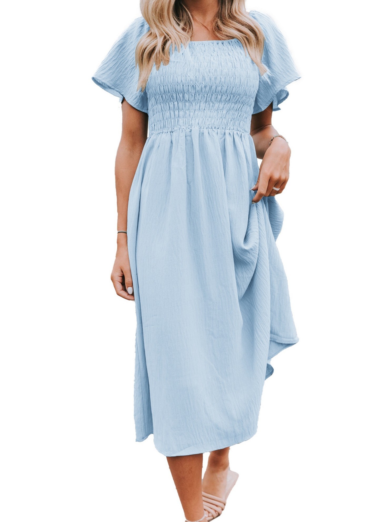 Light blue short outlet flowy dress