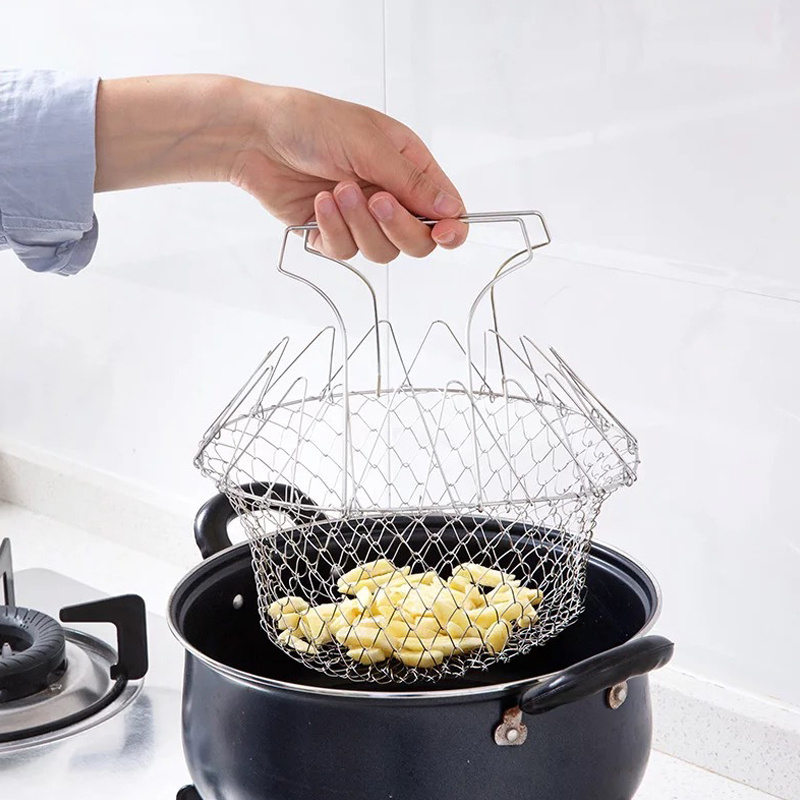 Upgrade Your Kitchen With This Foldable Frying Strainer - Temu