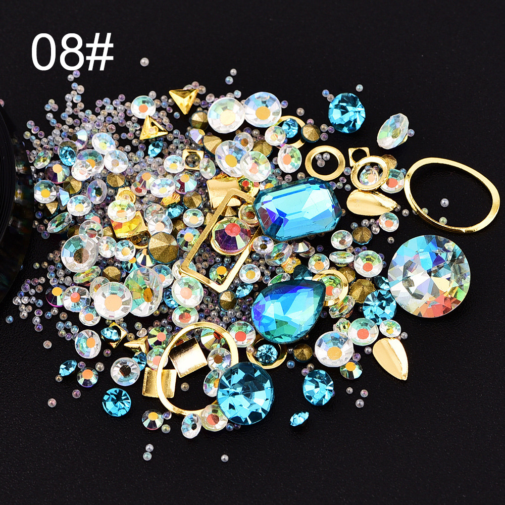 3d Gold Nail Studs Gems Sparkle Rhinestones Metal Rivets - Temu