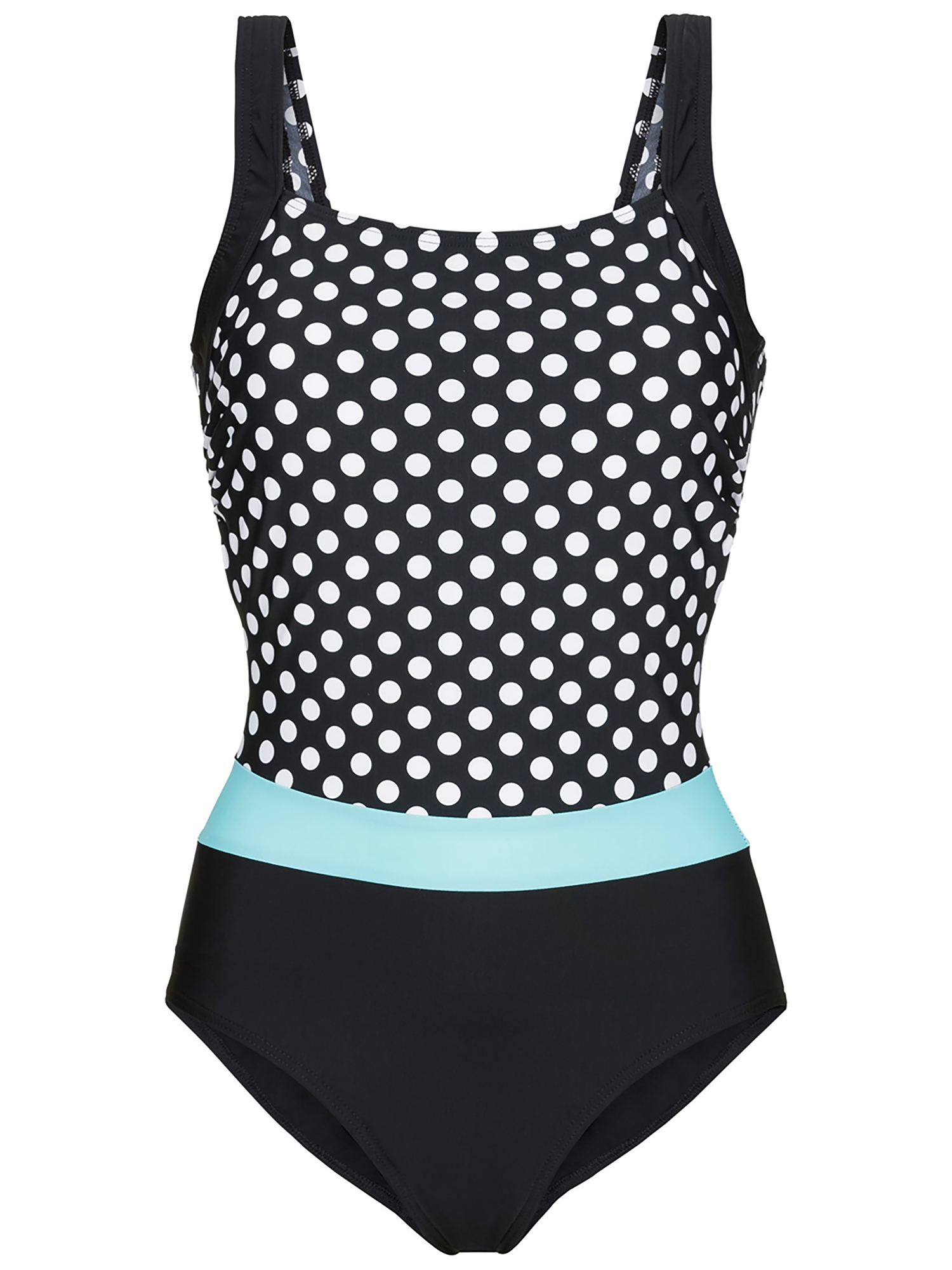 Colorful Tummy Control Swimsuit, Scoop Neck One-piece Bathing Suit, Stripe  & Polka Dot Design, Women's Shapewear & Swimwear