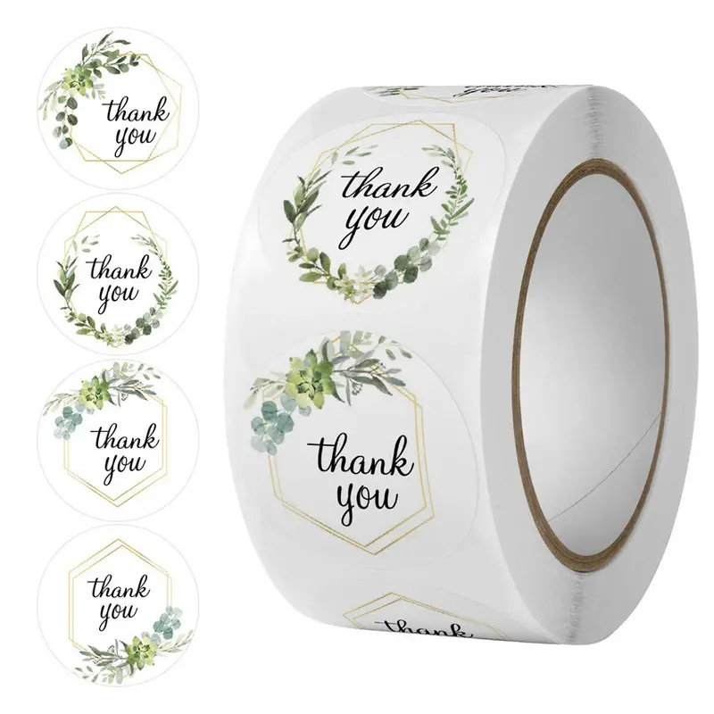 500pcs Round Floral Thank You Stickers Birthday Party Wedding Decorations Sticker Thank You Labels