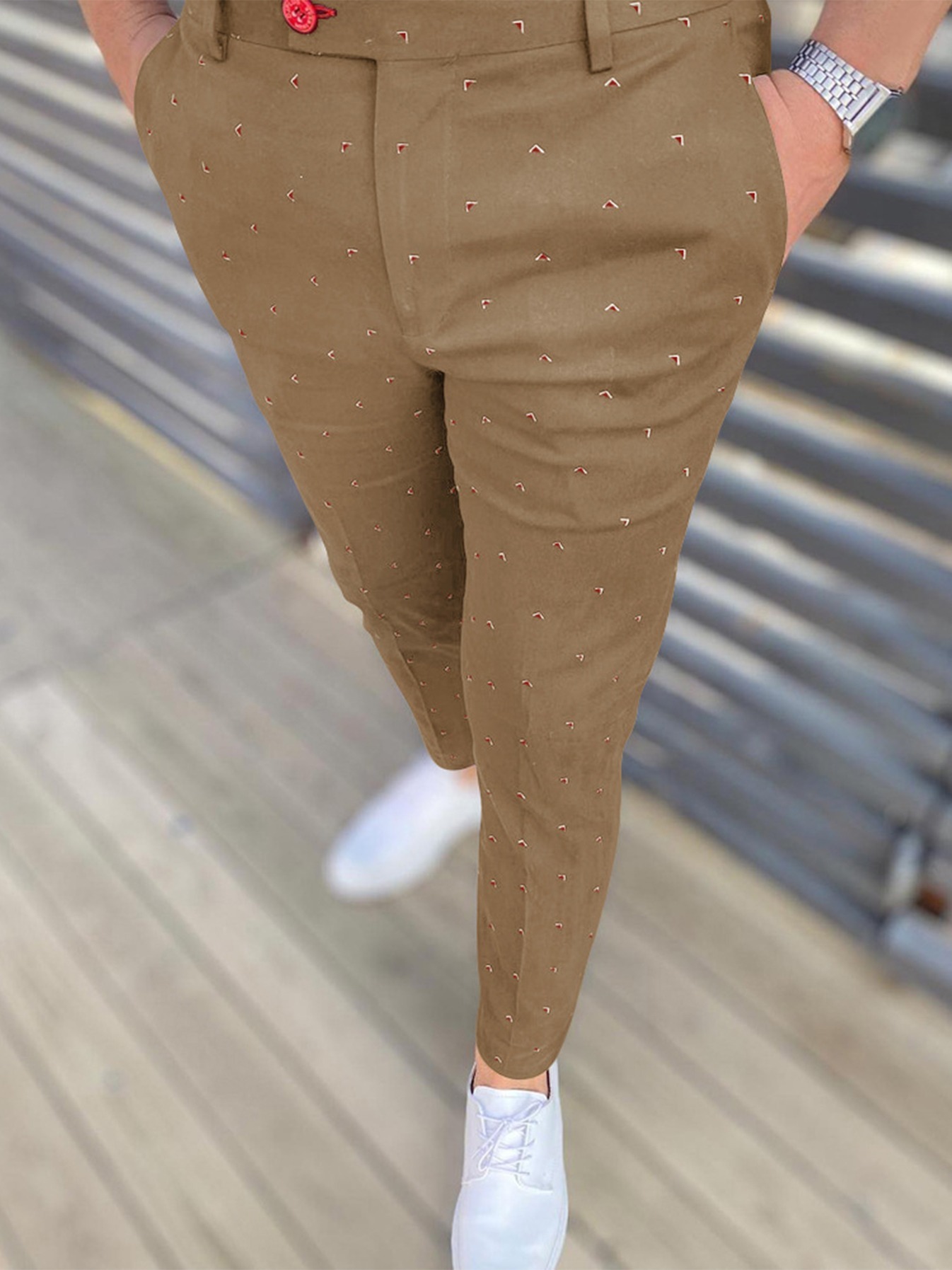 Printed Slim Fit Ankle-Length Pants