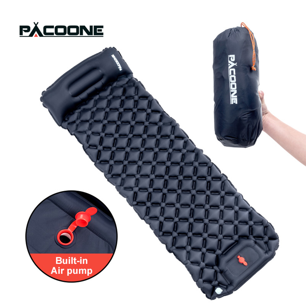 1 person   outdoor camping sleeping pad inflatable mattress rectangular self inflating nylon sleeping pad with storage bag lightweight durable for camping hiking