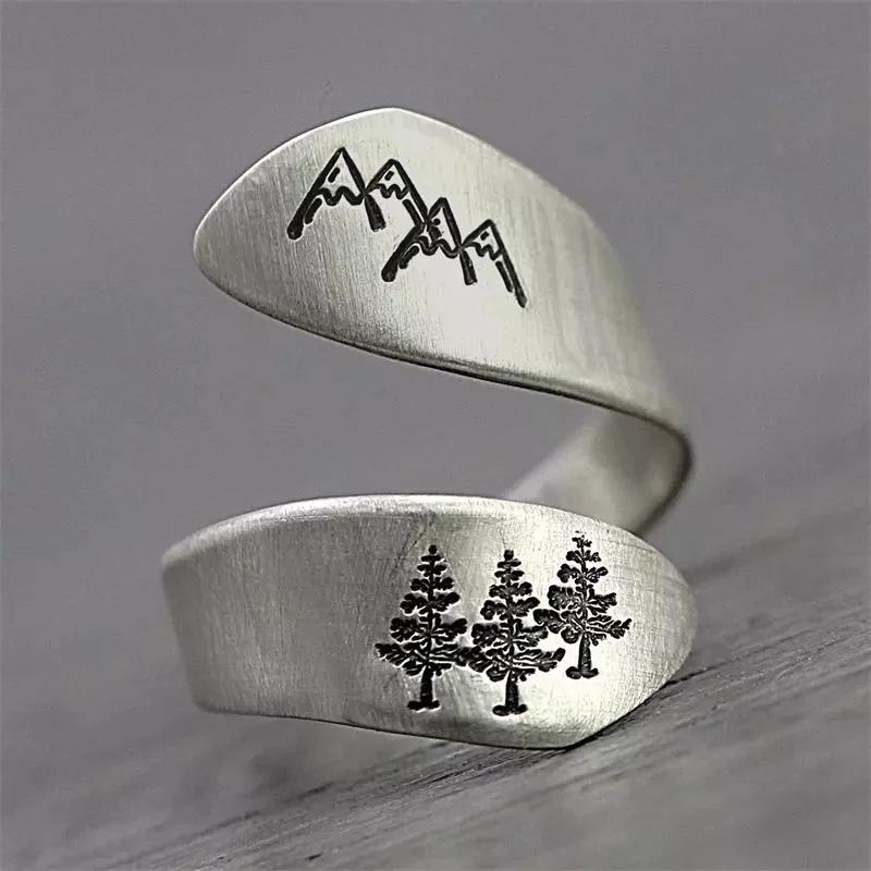 

Vintage Natural Style Forest Mountain Pattern Fashion Ladies Ring