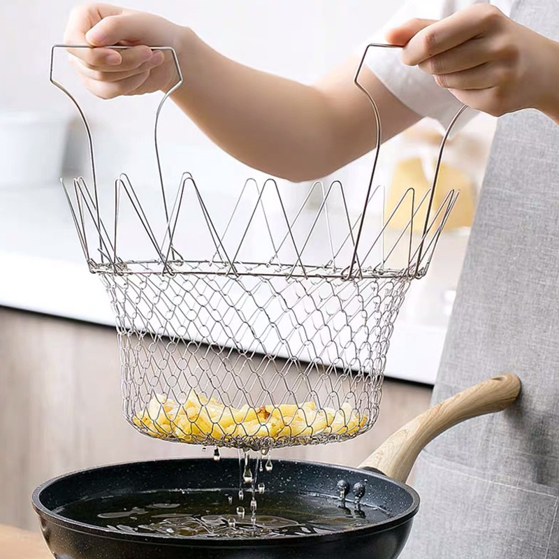 Upgrade Your Kitchen With This Foldable Frying Strainer - Temu