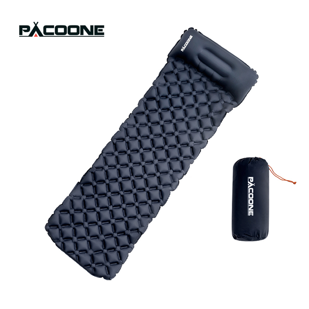   inflatable camping sleeping pad portable self inflating mattress with pillow black ideal for   camping accessories