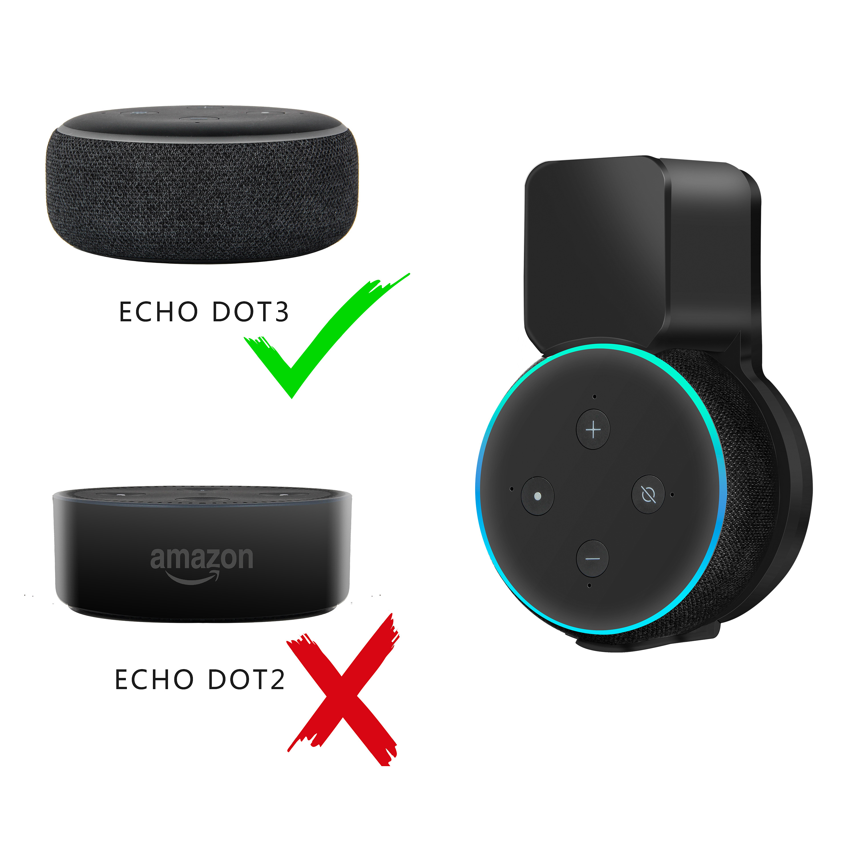 Compatible con Alexa Echo dot 3rd soporte de pared, accesorios con gestión  de cables integrada, no requiere tornillos para altavoces, estante (Alexa  Echo dot 3rd, negro) : : Electrónica