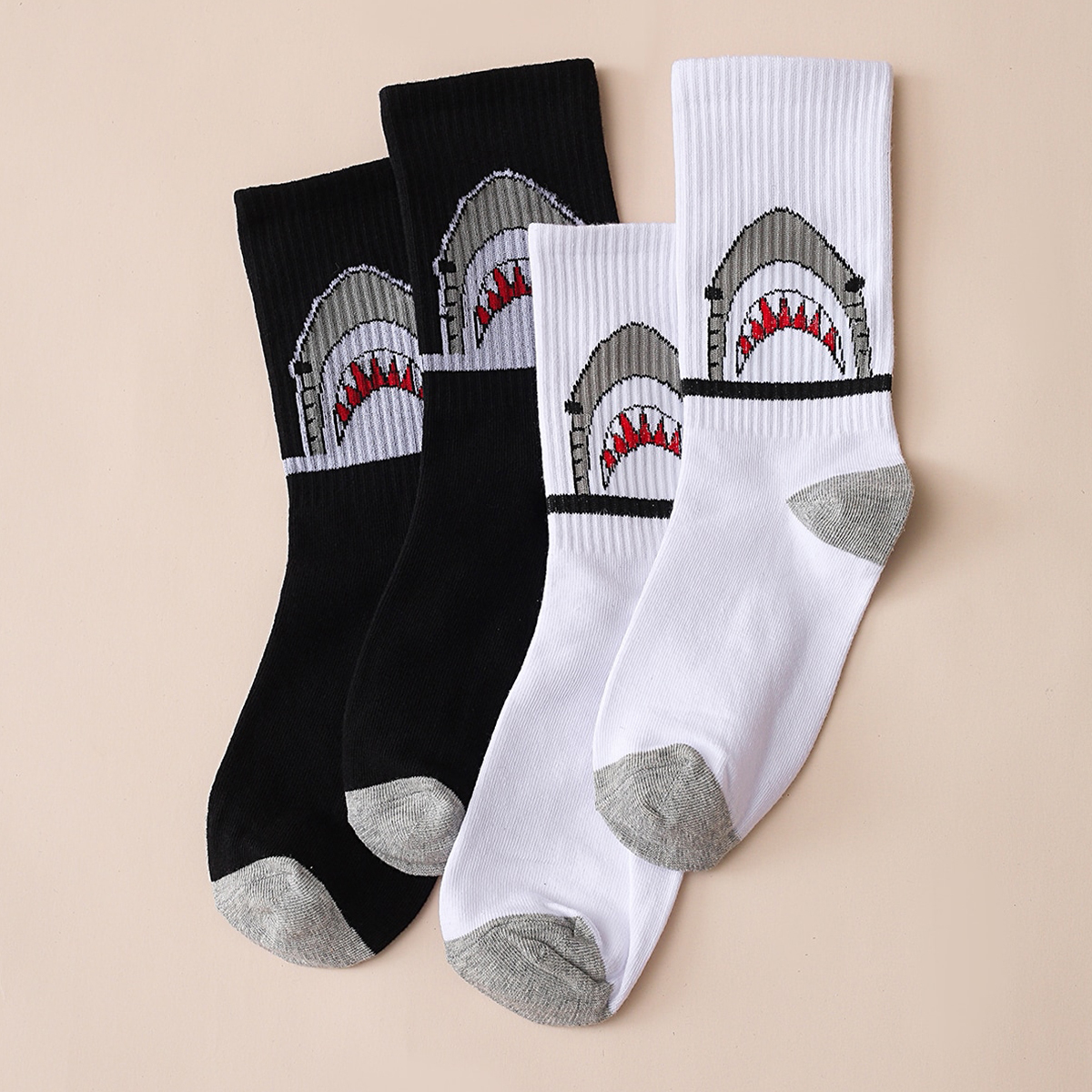 2pairs men s shark cartoon socks quick secure online checkout temu