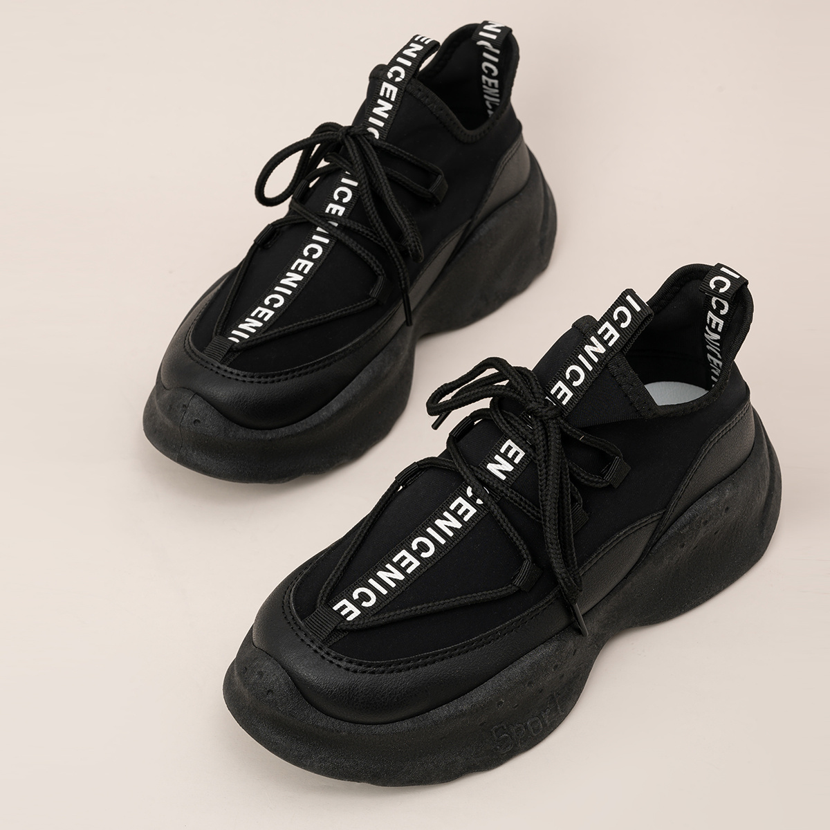 Black Sneakers For Women Santimon Men's Chunky Black Sneakers