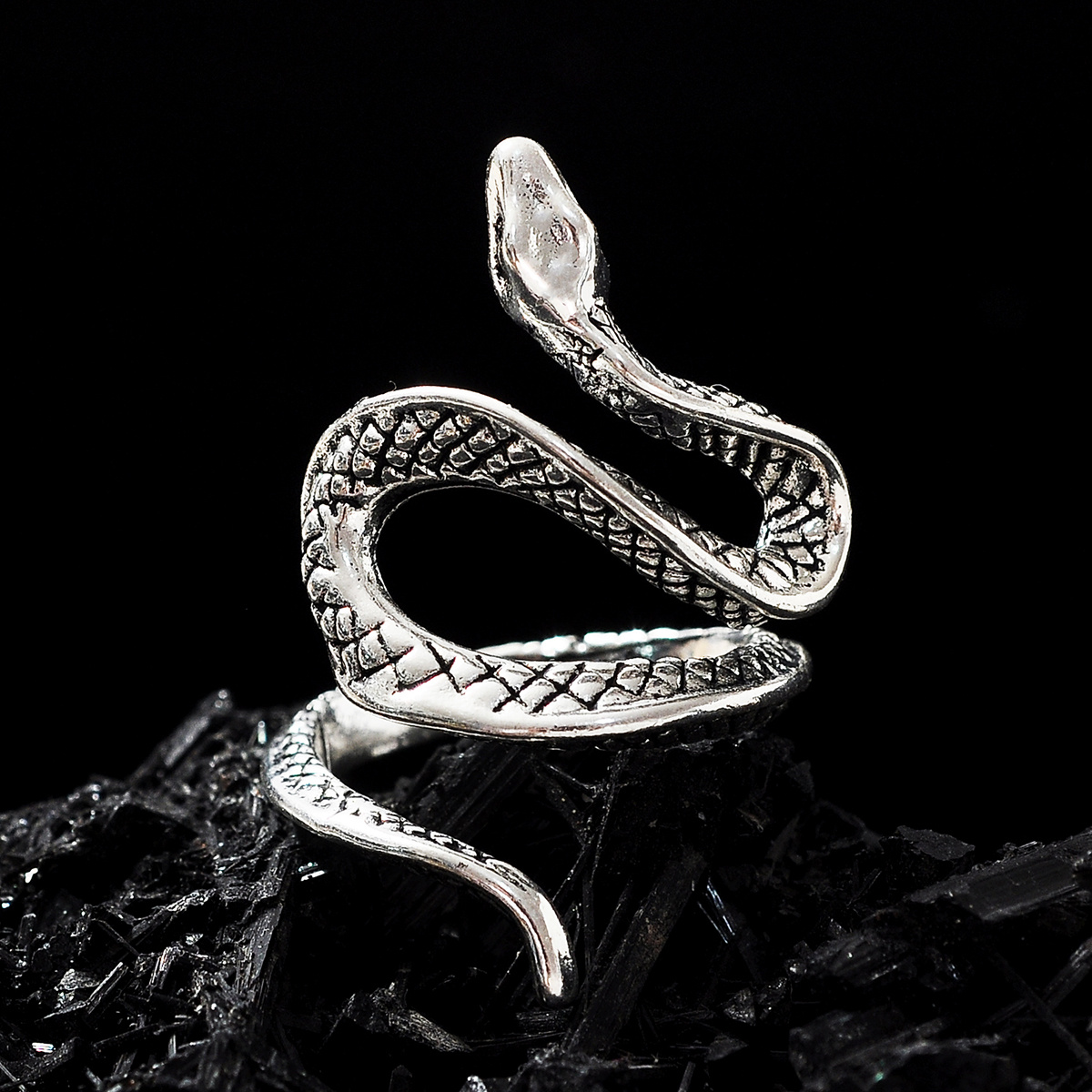 Gothic Wraparound Mens Snake Ring - Silver - Unisex – That Rock Aesthetic