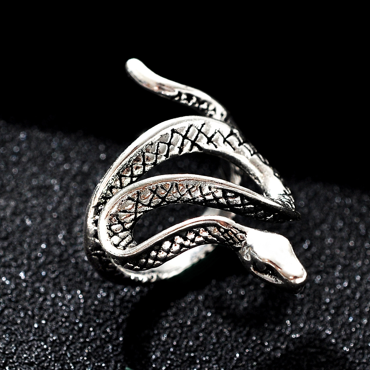 Men's Vintage Gothic Metal Snake Ring, Unique Design