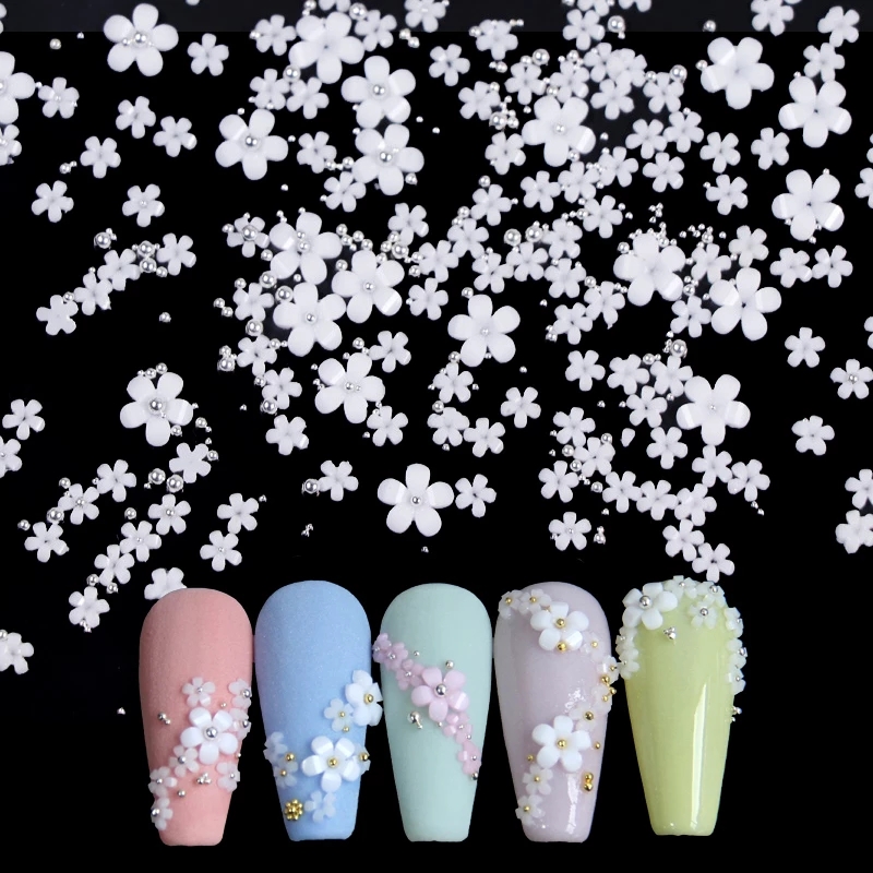 Stunning White Resin Five petal Flower Nail Art Jewelry Add Temu