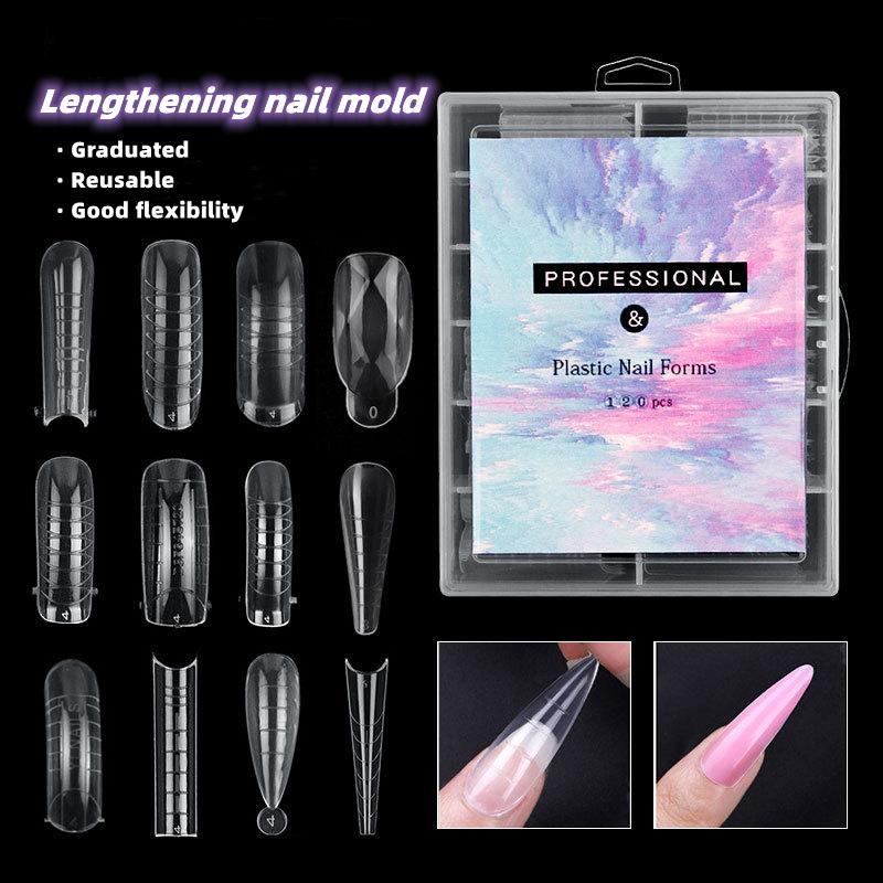 

120 Pcs Fake Fingernails Poly Extension Gel Dual Nail Forms Coffin Shape Extend Nails Tips Full Cover