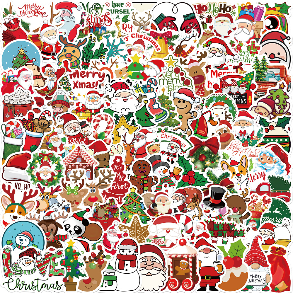 40x Cartoon Christmas Pattern DIY Stickers Children's Gift Snowflake  Santa Clau`