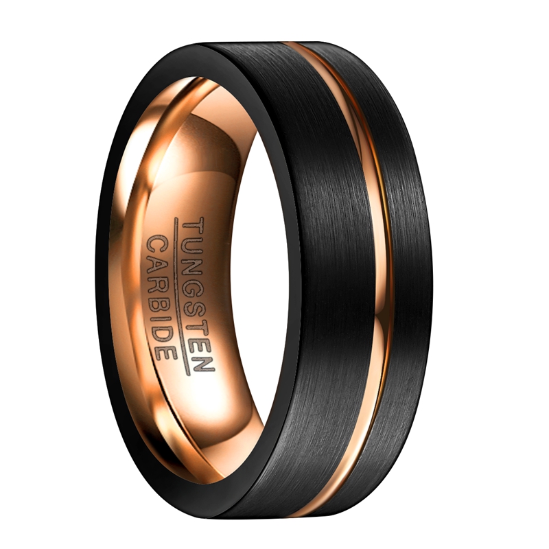 8mm Rose Plated Tungsten Carbide Wedding Band Ring Men's Band