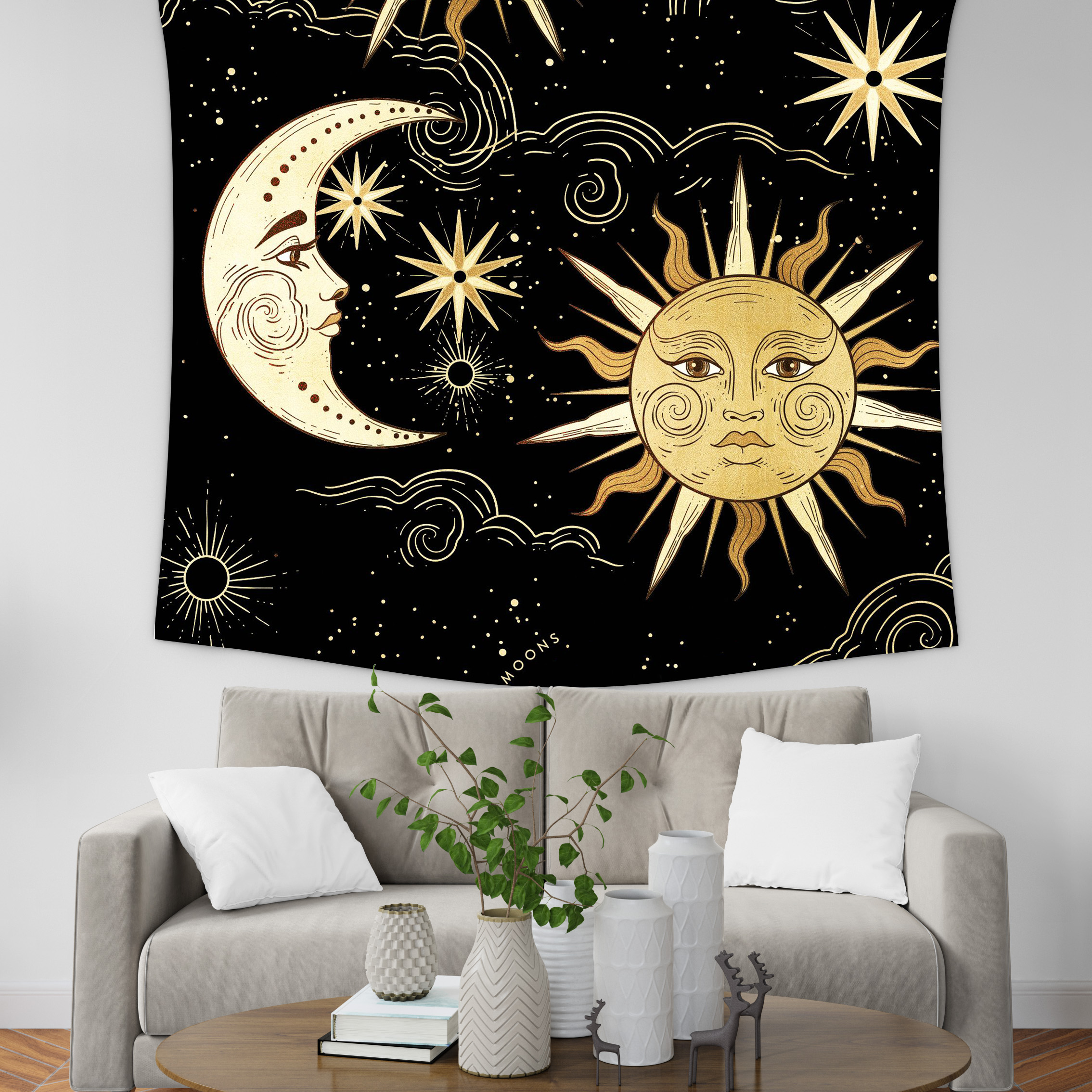 1pc Creative Moon Star Hanging Cloth Background Cloth Home Decoration |  Shop Now For Limited-time Deals | Temu
