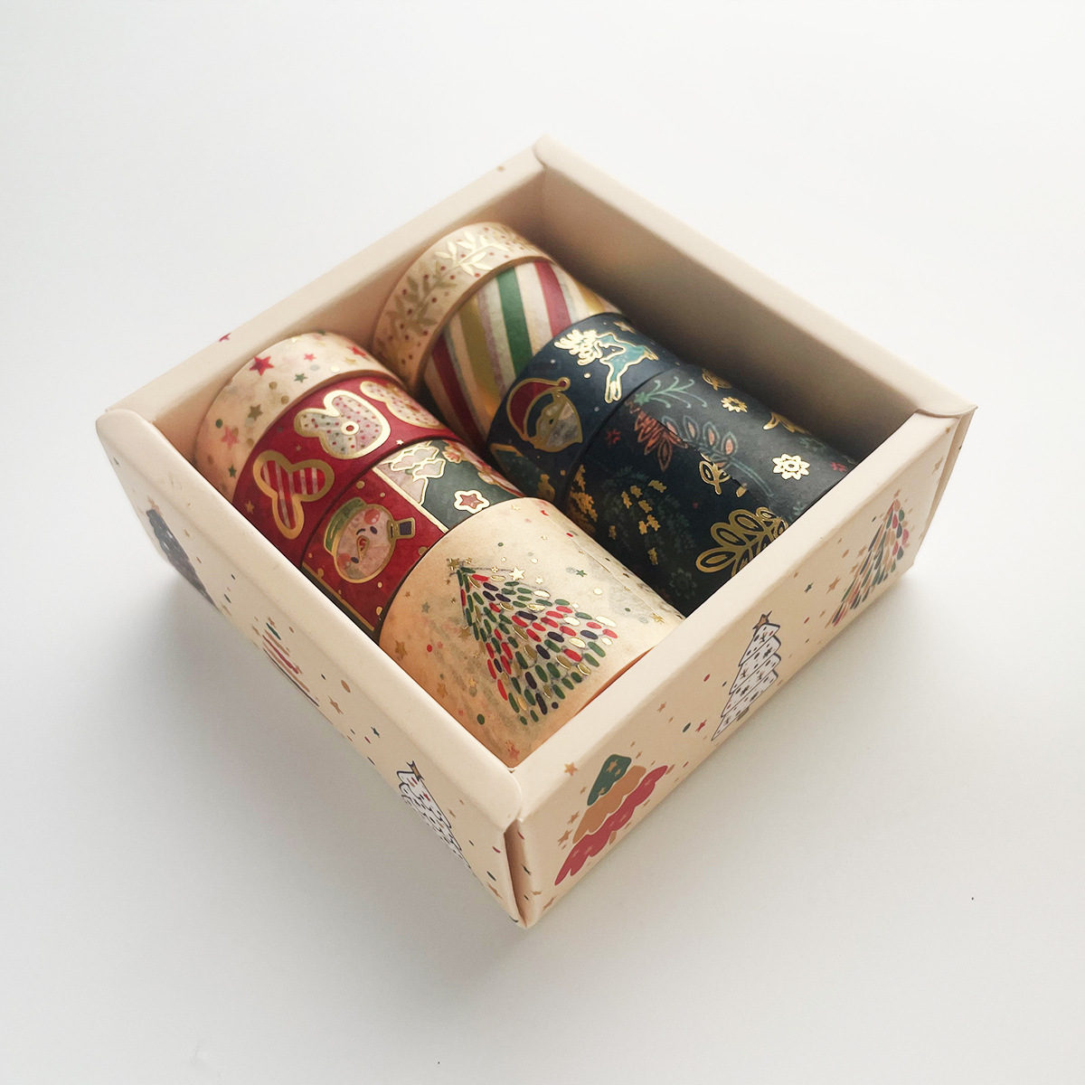 JIANWU 300cm Holiday Christmas Eve Bronzing Washi Tape DIY Journal Gift Box  Decoration Cute Christmas Masking Tapes Stationery