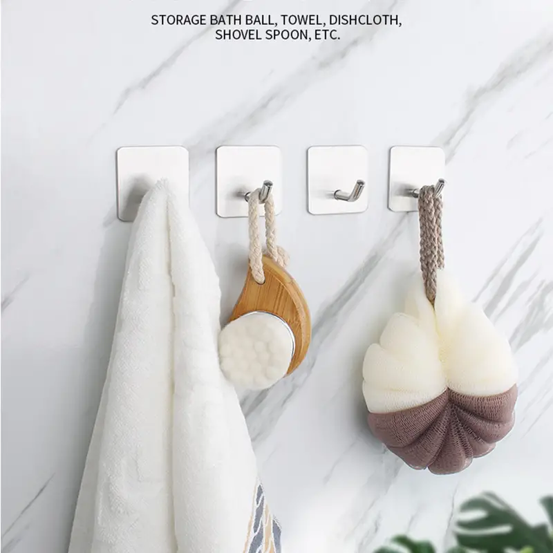 4 Packs Adhesive Wall Hooks Towel Hooks Heavy Duty Stick On Wall Hangers Shower  Hooks For Inside Shower Kitchen Bathrooms Door Utility Hook, Save Money On  Temu