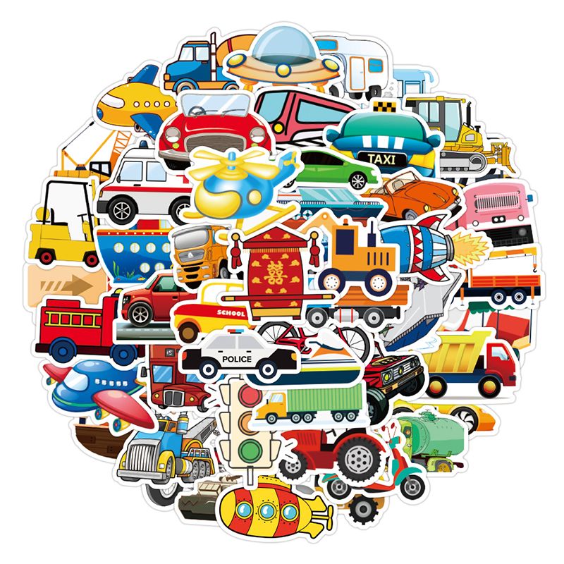 50pcs Cartoon Truck Stickers And Airplane Stickers For Kids Ambulance  Police Car Fire Trucks School Bus Sticker For Boys And Girl Bedroom Living  Room Wall - Toys & Games - Temu