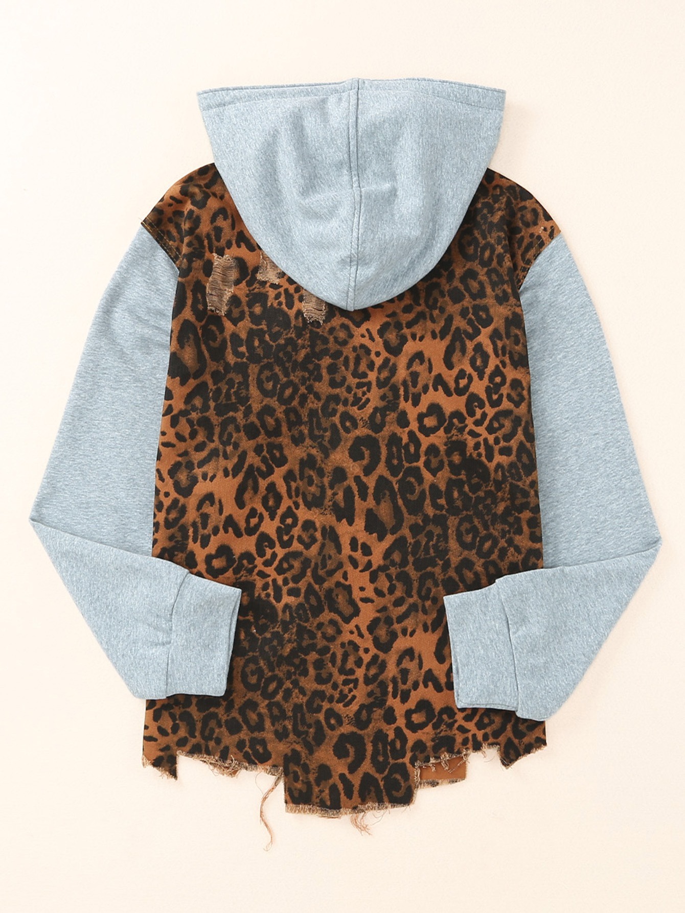 Leopard-print Contrast Hoodie In Brown