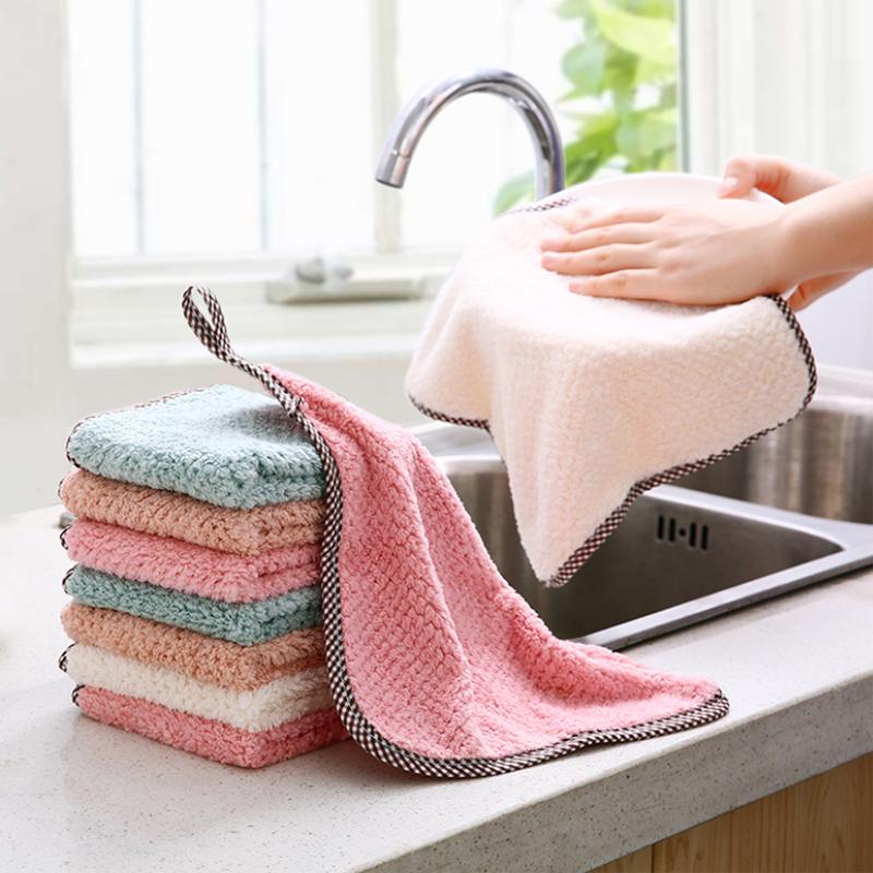 1pc Waffle Stripe Kitchen Dish Cloth, Oil Stain Cleaning, Non-shedding, Pot Scrubber  Towel