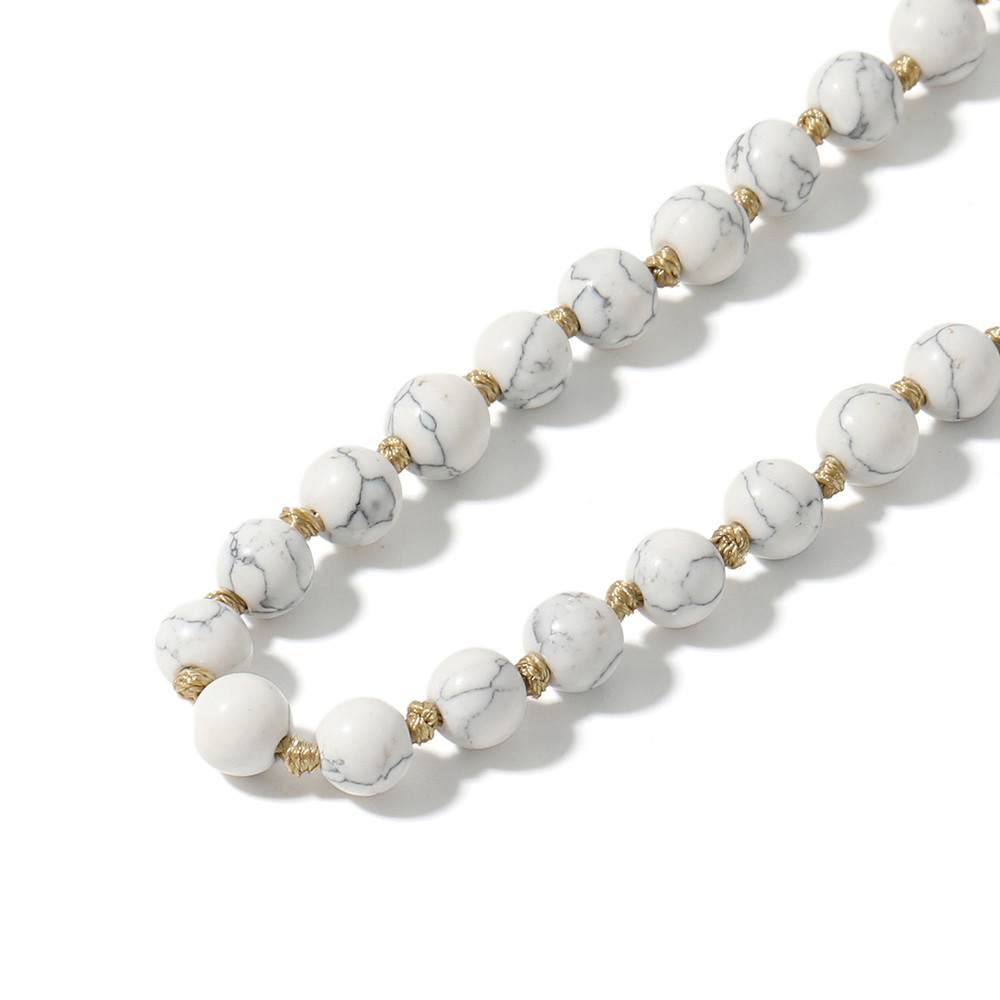 6mm Howlite Beaded Knotted 108 Mala Necklace Meditation Yoga Prayer Jewelry  With Tassel Pendant Japamala Rosary