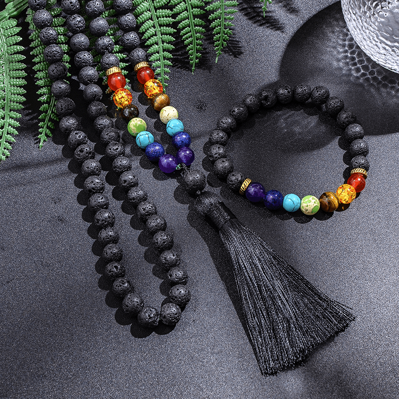 7 Chakra 108 Mala Beads Bracelet Necklace Set - Real Healing