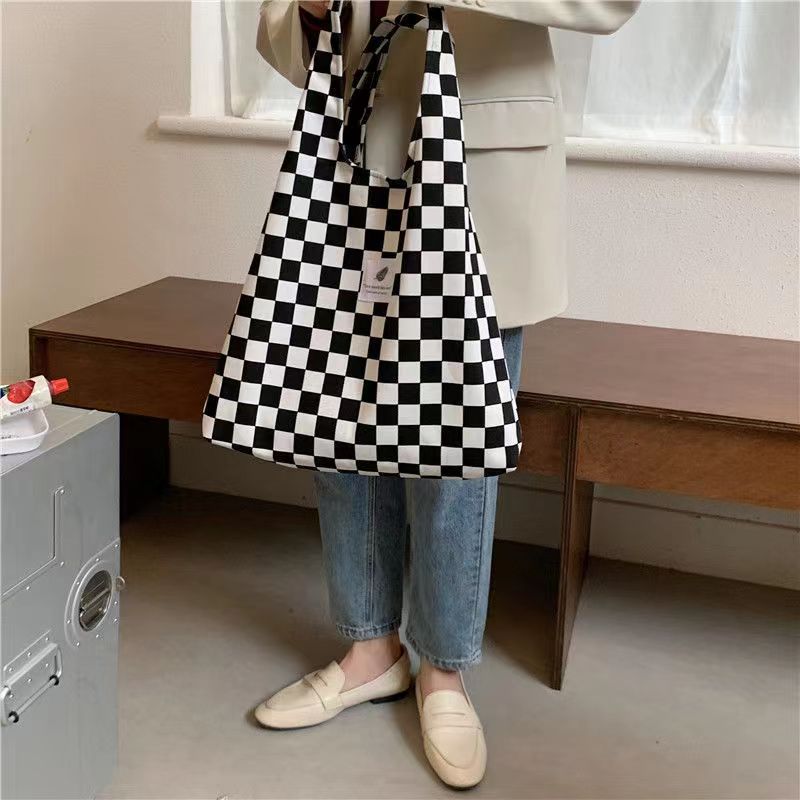Checkered Pattern: Black & White Tote Bag
