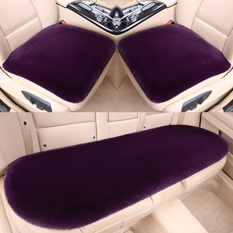 3pcs Purple Plush & Warm Diamond Shaped Car Seat Cushion Set
