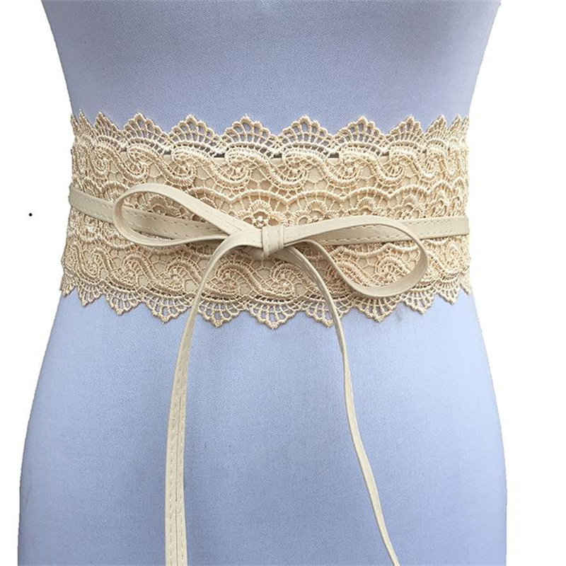 womens lace waist belt bow tie wrap around soft boho corset  display picture 2