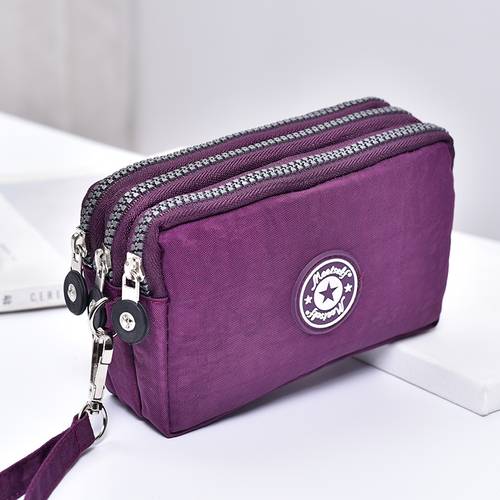 Fashion Zipper Wallet, Women's Casual Waterproof Clutch Bag Versatile Nylon Phone Bag With Wristlet