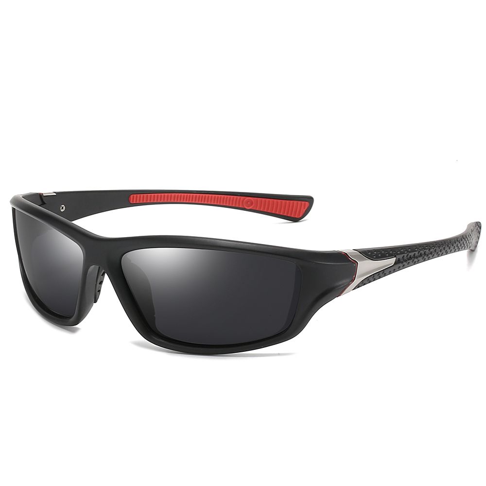 mens polarized sunglasses outdoor sports cycling sunglasses driver driving fishing glasses uv400 black frame red leg black grey lenses