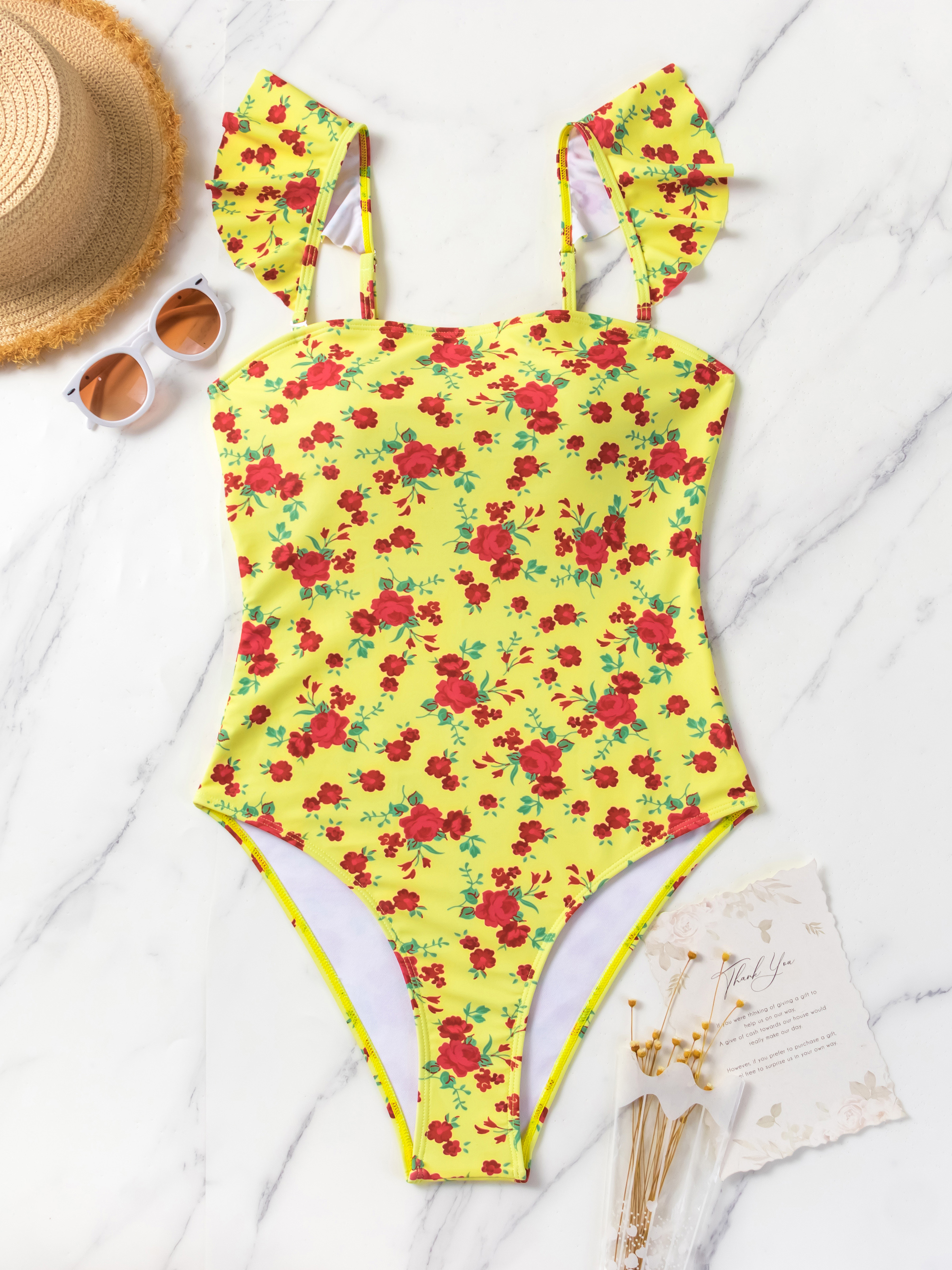 Floral 3 Piece Bathing Suit - Temu