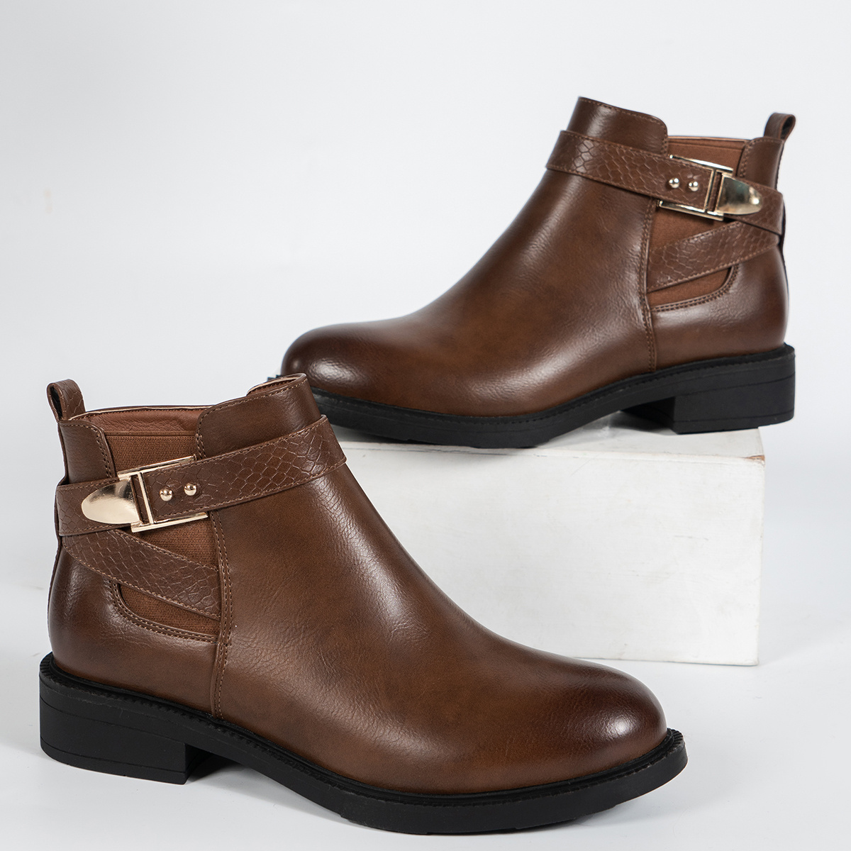 Ankle Boots And Booties, Zip Side Brown Chelsea Temu